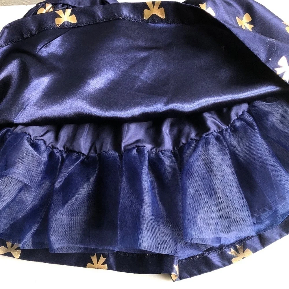 GYMBOREE, stunning navy blue shimmer dress with gold bows, size 2T